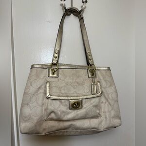 Coach Penelope Signature Cream/Gold Tote‎ Bag
